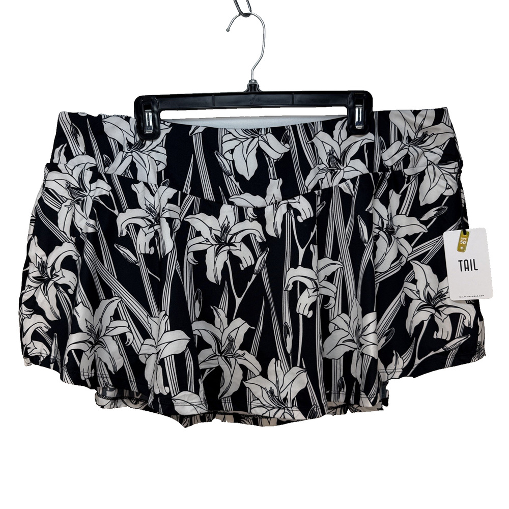 Tail Active Womens Tennis Skort Size XXL 2XL UPF 50 Black Lily Floral Pickleball